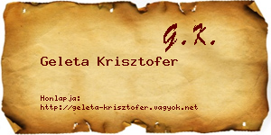 Geleta Krisztofer névjegykártya